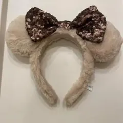 【美品】ミッキー耳カチューシャ ブラウンスパンコール