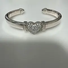 Folli Follie ハート型ラインストーン装飾カフブレスレット