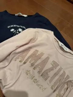 H&M ✨長袖Tシャツ 150〜160 2枚セット ピンク　ネイビー