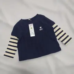 新品未使用　イオン　トップバリュ　刺繍　長袖Tシャツ　ボーダー　90