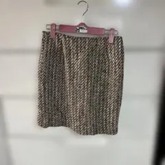 ツイードタイトスカート ベージュブラウン