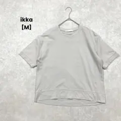 ikka/半袖Tシャツ/M/グレー/シンプル/綿混/クルーネック/無地