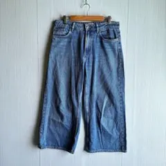 ZARA TRF レディースデニム　クロップド丈　ワイドパンツ　38のサムネイル
