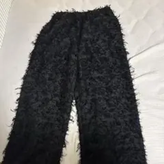 FREAK’S STORE 黒 フリンジデザイン ワイドパンツ