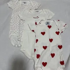 Petit Bateau ハート柄ベビー肌着 3枚セット 6m