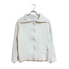 adidas ニットカーディガン M アイボリー ジップ 羽織り 春秋 上品