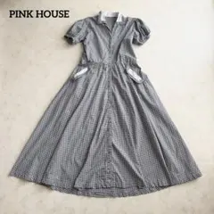希少✨PINK HOUSE ギンガムチェック シャツワンピース F 綿100%