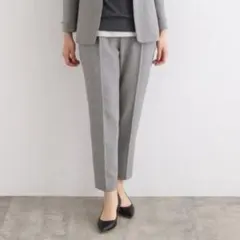 INDIVI インディヴィ 洗える ウールライクタックテーパードパンツ 34 S