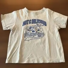 GU♡ピザ柄のベージュのTシャツ／130㎝