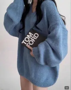 オーバーニットセーター ブルー SHEIN