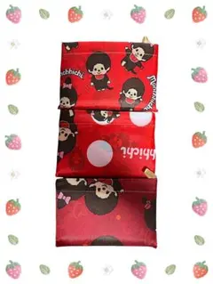 可愛いもんちっち　エコバッグ　大容量レッド系　3個セット