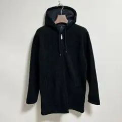 A670★美品/ジップアップパーカー/ロング/裏起毛/ブラック/3XL(4L)