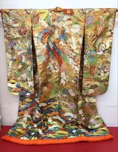 ⚫︎中古ヴィンテージ調⚫︎希少 相良刺繍 色打掛】錆金系⚫︎下前胸元