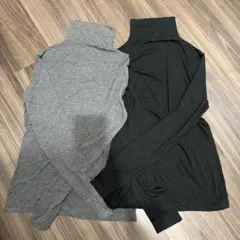 【美品】極暖ヒートテックカシミヤブレンドタートルネックT Mサイズ 2枚セット