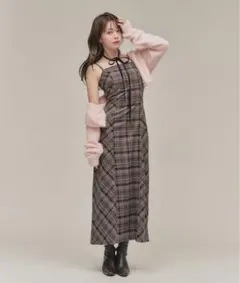 fupel マルチウェイチェックキャミワンピース