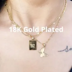 18K Gold Plated プレートボールチェーンネックレス 華奢 夏