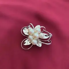パール フラワー ブローチ シルバー 小ぶり 上品 卒業式 入学式 セレモニー