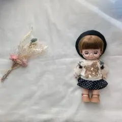 メルちゃんソランちゃん　くまさんとボア袖トレーナー＆ドットスカートとベレー帽