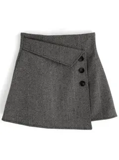 GRL インパン裏地付へリンボーンアシメミニスカート「tu9231
