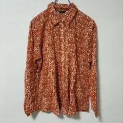 Eddie Bauer オレンジとクリームの長袖シャツ　レディース