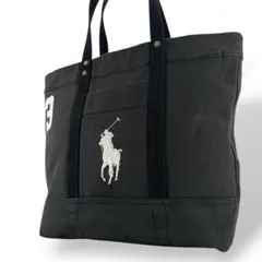 ポロラルフローレン　トートバッグ　ビッグポニー　刺繍　デカロゴ　大容量　肩掛け可