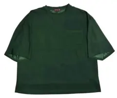 ETELIO 梨地 ポケット 半袖 Tシャツ ダークグリーン L メンズ