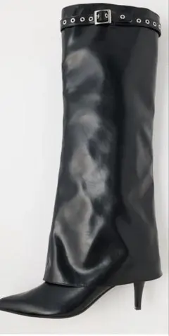 MOUSSY ワイドカバー ロングブーツ ブラック
