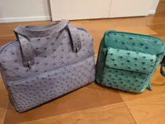 オーストリッチレザー ハンドバッグとショルダーバッグセット