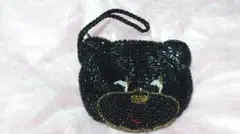 大人気　黒ビーズ仕様　クマのコインケース
