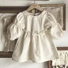 Aosta アオスタ　クロエワンピース　ドット柄　L 2Y~3Y アイボリー