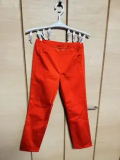 オレンジ ウエストゴム スリムフィットパンツ