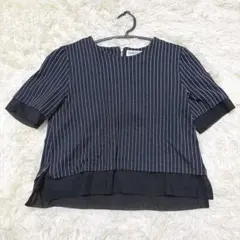 【ジョルジュレッシュ】ストライプ柄 半袖トップス　ゆったり　袖デザイン　Mのサムネイル