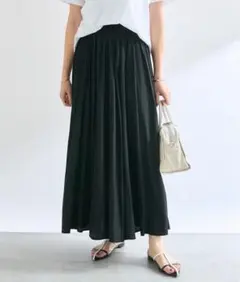 RIVEDROITEリヴドロワ　エアリーギャザースカート38　ブラック　黒