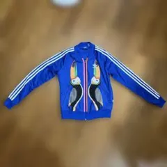 adidas トラックジャケット ブルー オニオオハシ柄
