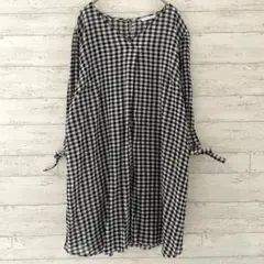 ペルソディア ギンガムチェック プルオーバー 【XL】 七分袖 チュニック 薄手