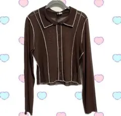 ブラウン シアーシャツ 長袖 Mサイズ相当