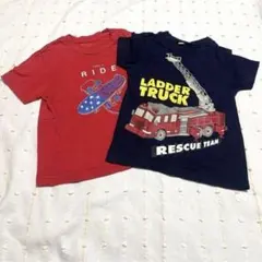 【匿名配送】ザショップティーケー　西松屋　Tシャツ　働く車　梯子車　半袖　100