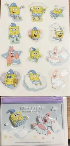 スポンジ・ボブ シール ポーチ　セット フレークシール12枚入り