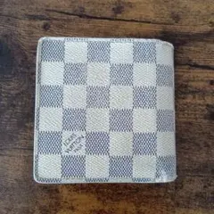 ルイヴィトン 二つ折り財布 ポルトフォイユ マルコ ダミエ アズール　ホワイト