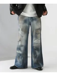 【HARE】Sサイズ マダラダメージデニムパンツ ジーンズ デニムパンツ ブルー