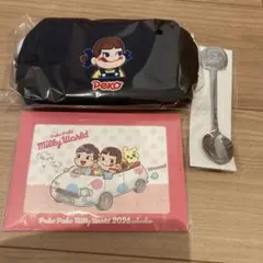 不二家　ペコちゃん　ポーチ　スプーン　カレンダー　新品　非売品　お得3点セットのサムネイル