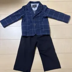 ネイビー チェック柄 フォーマルスーツ 100cm