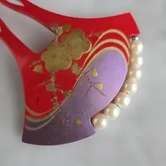 鼈甲風　かんざし　簪　真珠　パール　梅　赤　L7　留袖　結婚式　和装　着物