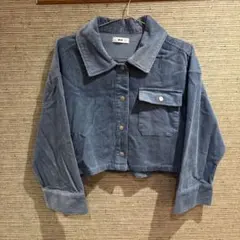 コーデュロイ クロップドジャケット ブルー