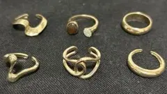 ゴールドオープンリング6点セット