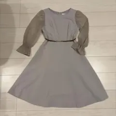 プロポーションボディドレッシング☆ベルト付きカーキーグレー シアー ワンピース
