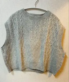 SEASON REASON ケーブルニットベスト L グレー 羊毛混