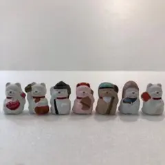 【美品】ミニミニ 七福招き猫 七福猫 七福神 置物 7体セット