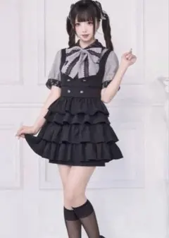 NoGenki 2WAYサロペットスカート&リボンブローチブラウス