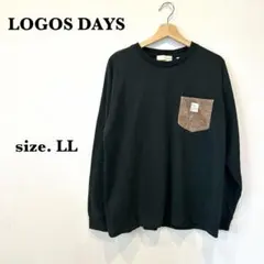 ロゴスデイズ ロンT 長袖 コーデュロイポケット LL グリーン リブ